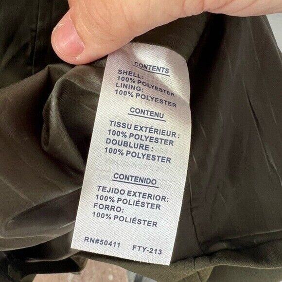 NWT Rachel Roy dark green water repellent crepe hooded trench coat w/ pockets - Picture 12 of 12